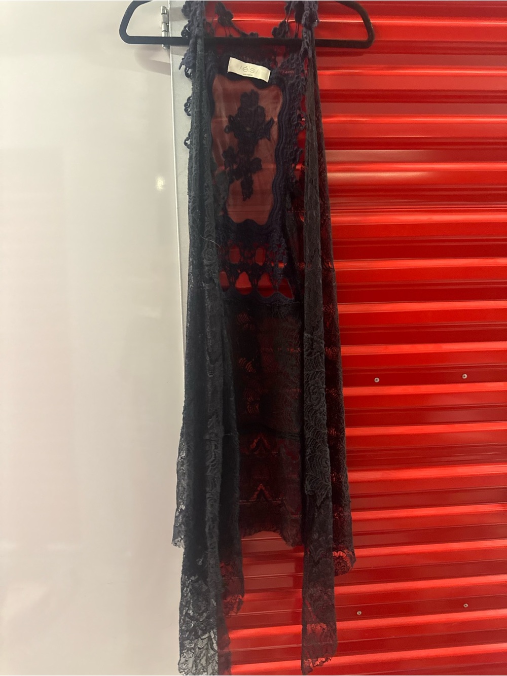 Black Sheer Lace Sleeveless Duster by Eis - Picture 2 of 4